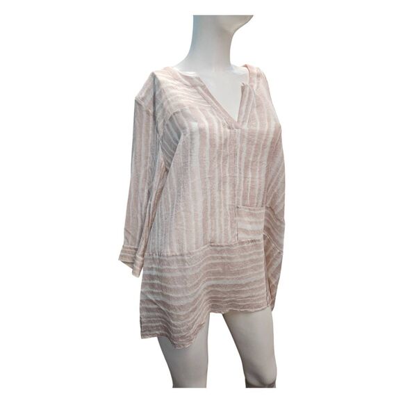 Chicos Pullover Blouse Top NEW TAGS Womens Large or Chicos 3 Tan Cream - Picture 2 of 9